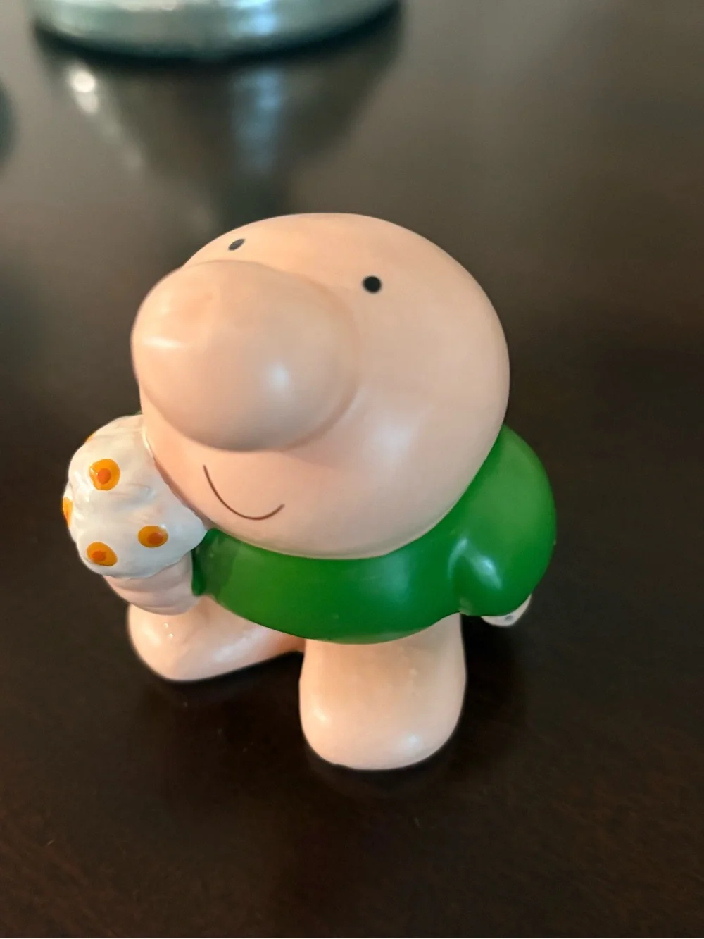 Vtg Retro 1980s Ziggy Ceramic Figurine with Flowers T. Wilson Whimsical Kitsch